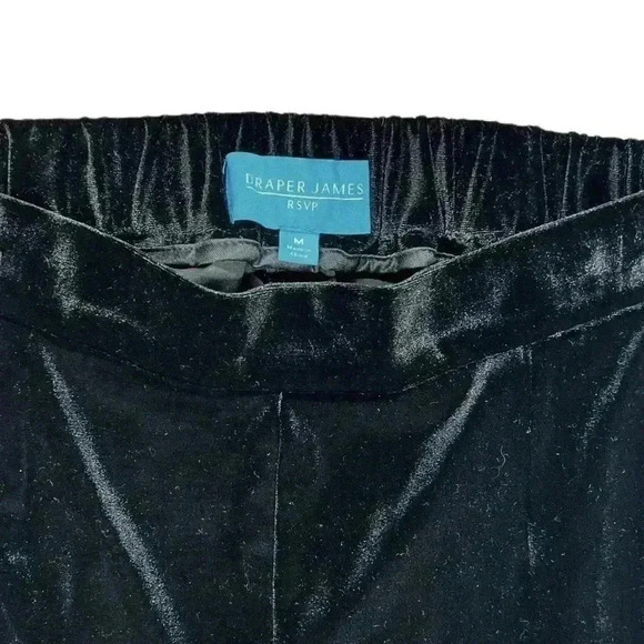 {Draper James} Black Velvet Elastic Waist Loose Pull On Trousers Dress Pants - Picture 5 of 5